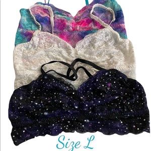 SOLD EUC PINK Lace Bralette Bundle Sz L